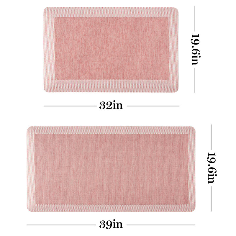 Martha Stewart Mira Modern Heathered Anti-Fatigue Air-Infused Kitchen Mat, Rectangle 1' 8" x 3'3", Red
