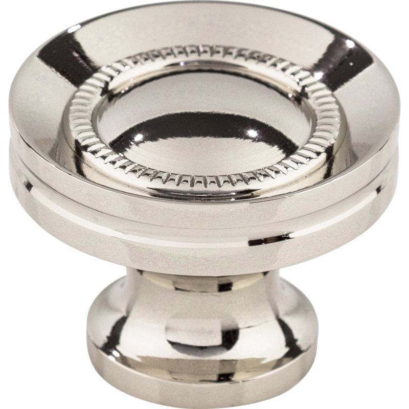 Button Faced 1 1/4" Diameter Round Knob, Polished Nickel