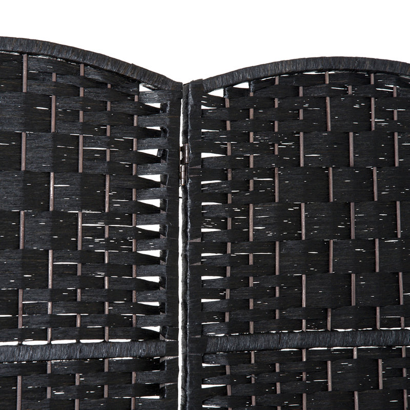Paravent en tissu noir tissé. Élégant pour les salles de lecture, 4 panneaux, pentures pratiques et amovible. Cloison de séparation de 1,83 m de hauteur - Noir. Convient aux services d'anesthésie. Charnières incluses.