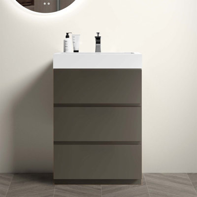 Modlin Alice Bathroom Vanity With Sink, Large Storage Freestanding Bathroom Vanity With 3 Drawers For Modern Bathroom, One-Piece Sink Basin Without Drain And Faucet, Pre-Assembled