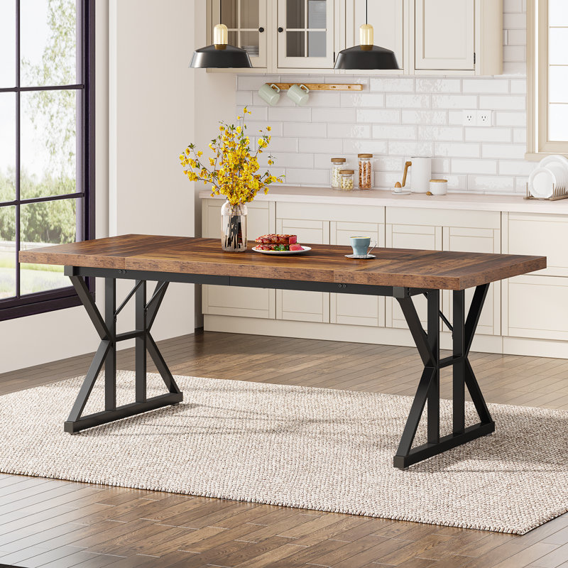 Table de salle à manger Taneja, Brun, H 29,52 po x L 70,86 po x l 31,49 po, Noir