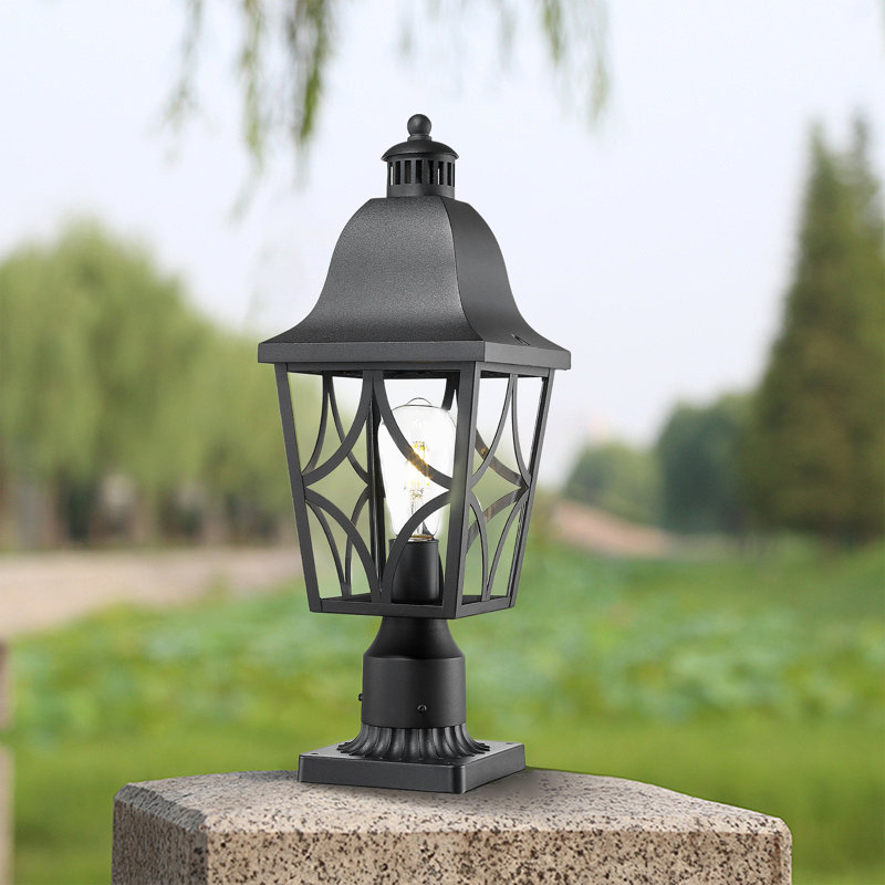 Lampadaire d'extérieur - Lampe en aluminium et verre imperméable pour patio, jardin, terrasse, clôture ou sentier (1 paquet)