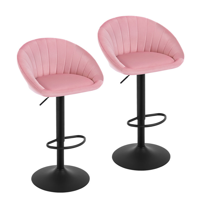 Swivel Upholstered Adjustable Height Counter Stool with Metal Frame, Pink