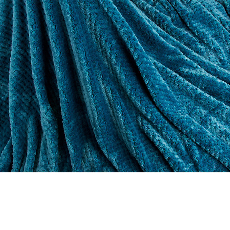 Teal Blue Waffle Textured Fleece Throw Blanket, 50 x 60 Inches