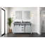 Meuble-lavabo double l 60 po x P 22 po Finition blanche autoportante à fermeture douce