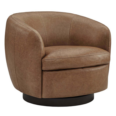 Marcy Geniue Leather Swivel Barrel Chair