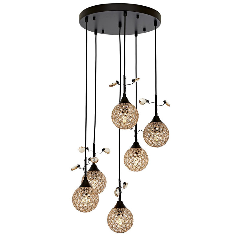 6 - Light Black Cluster Pendant, Gold