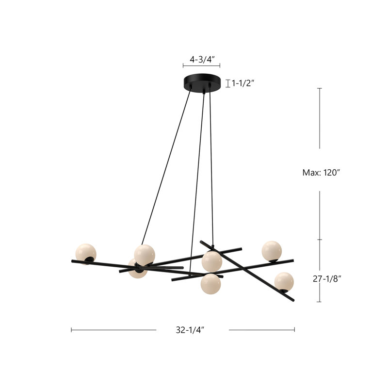 Amara 7 - Light LED Chandelier, Black