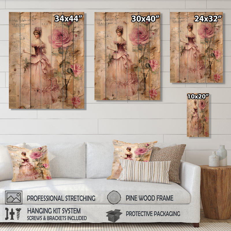 Thorold - Art mural floral sur bois de pin naturel, H 32 po x l 24 po