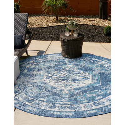 Tapis d'intérieur / extérieur bleu Susan