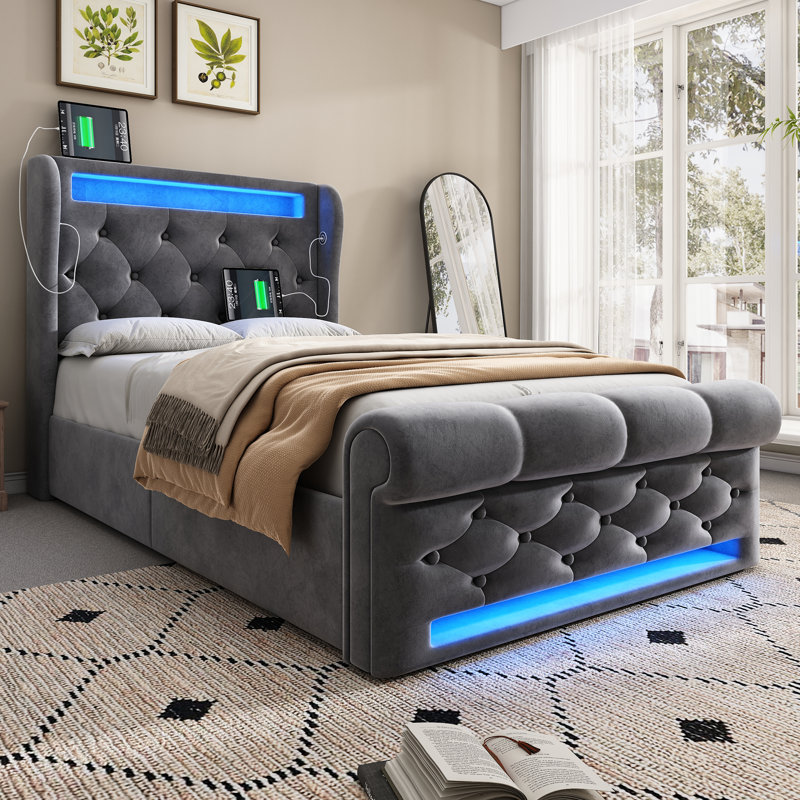 Lift Up Storage Bed, European Kingsize (90 x 200cm), Grey