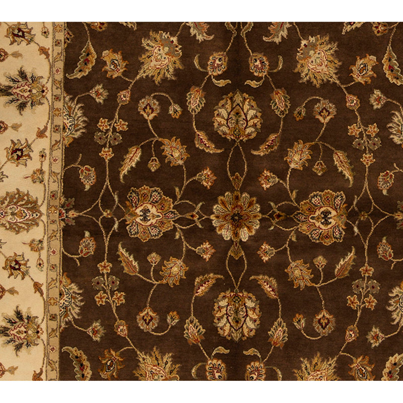 Tapis brun / ivoire de haute qualité noué à la main