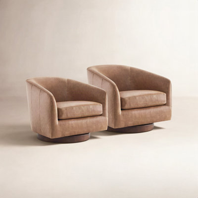 Bennett Genuine Leather Swivel Barrel Chair