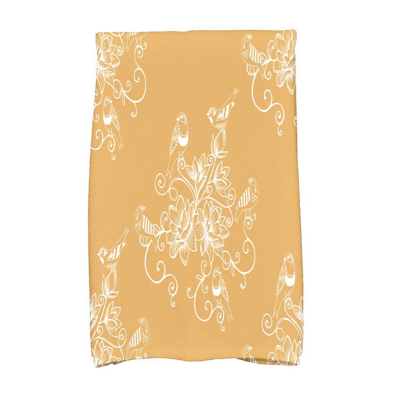 Floral Tea Towel Kitchen Towel, Gold