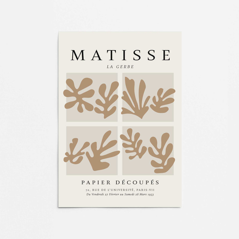 Matisse's La Gerbe Quartet à imprimé brun dans un cadre, H 16 po x l 12 po, Impression sans cadre, Ne s’applique pas