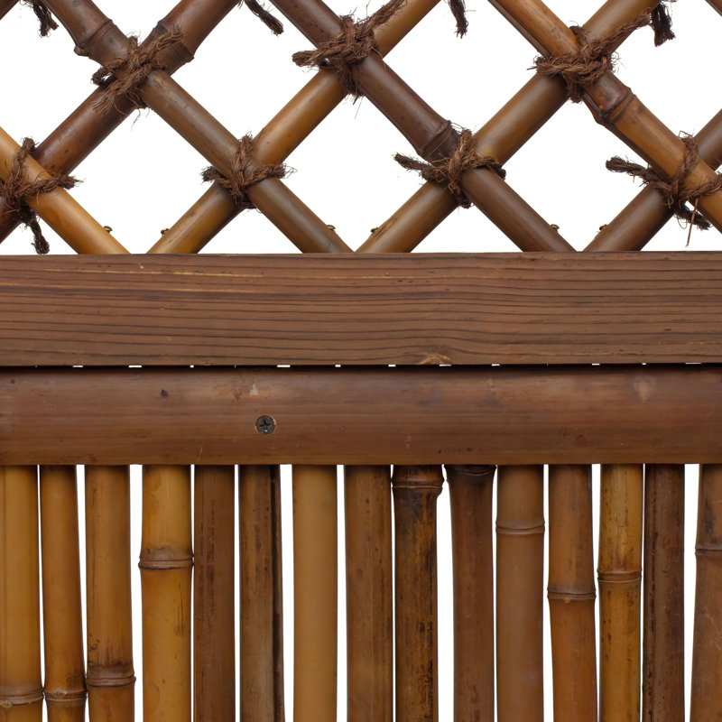 Japanese Zen Garden Fence Panel, 4' H x 3' W, Dark Bamboo