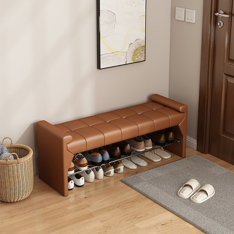 47.2in Shoe Changing Stool Shoe Storage Stool, Orange
