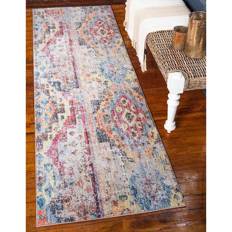 Tapis arc-en-ciel de style sud-ouest Mulvaney, Tapis de couloir 2 pi 2 po x 6 pi