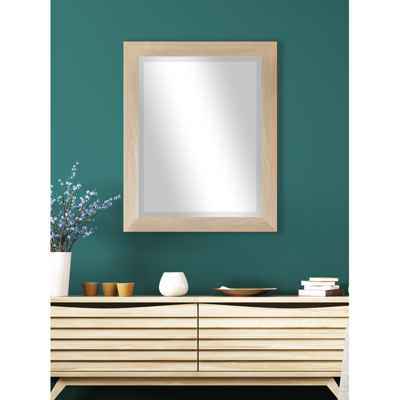 Ungar Wood Flat Wall Mirror, 32.5" H x 26.5" W x 0.75'' D, Blonde Maple