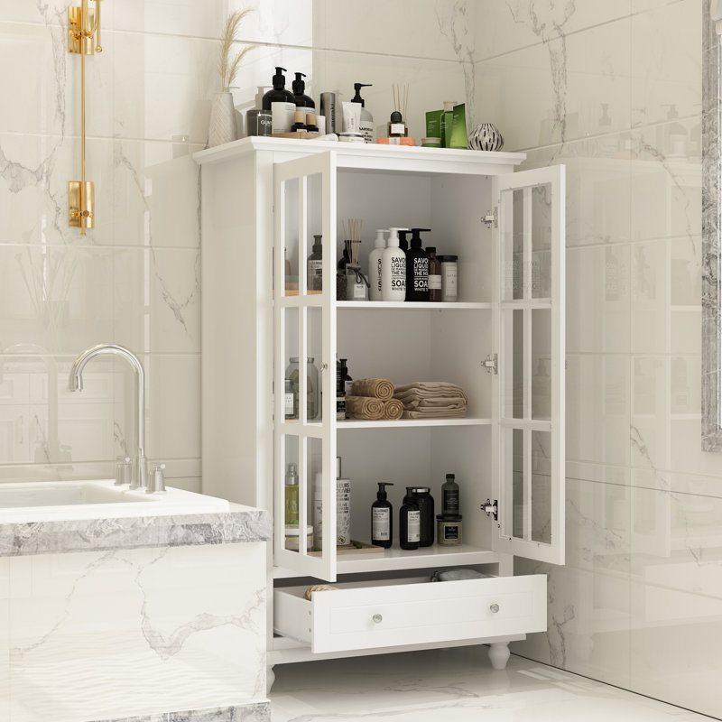 Airil Freestanding Bathroom Cabinet, Blanc