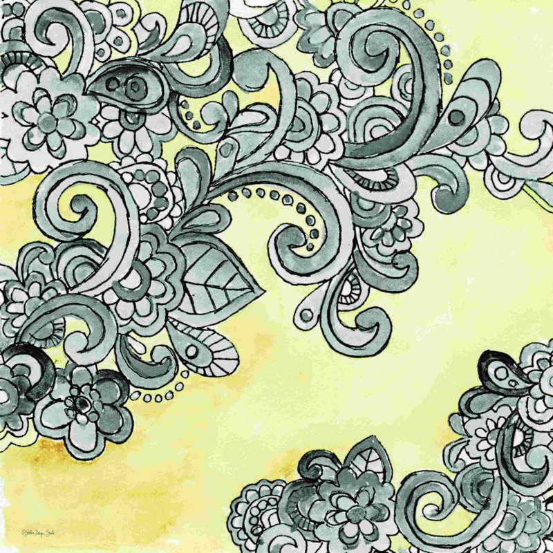 " Yellow--Gray Pattern 2 " Painting Print, 20" H x 20" W  