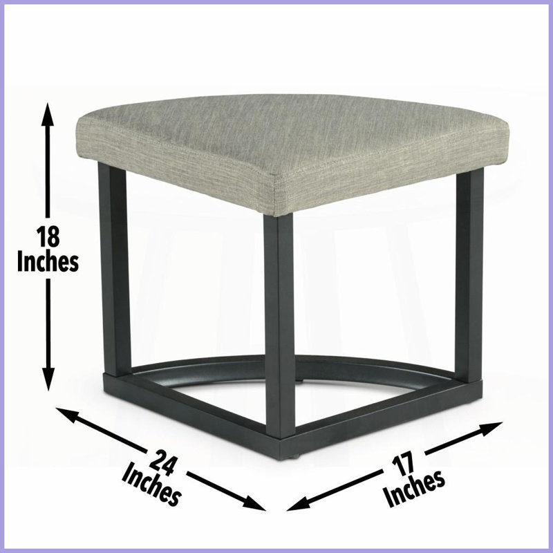 Table basse Yukon avec 4 tabourets rembourrés Yukon - Iron & amp; Placage Mindi, niveleurs protecteurs de plancher