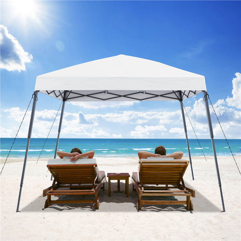10 x10 FT Pop Up Canopy Tent with Carry Bag Guy Lines Ground Stakes, White