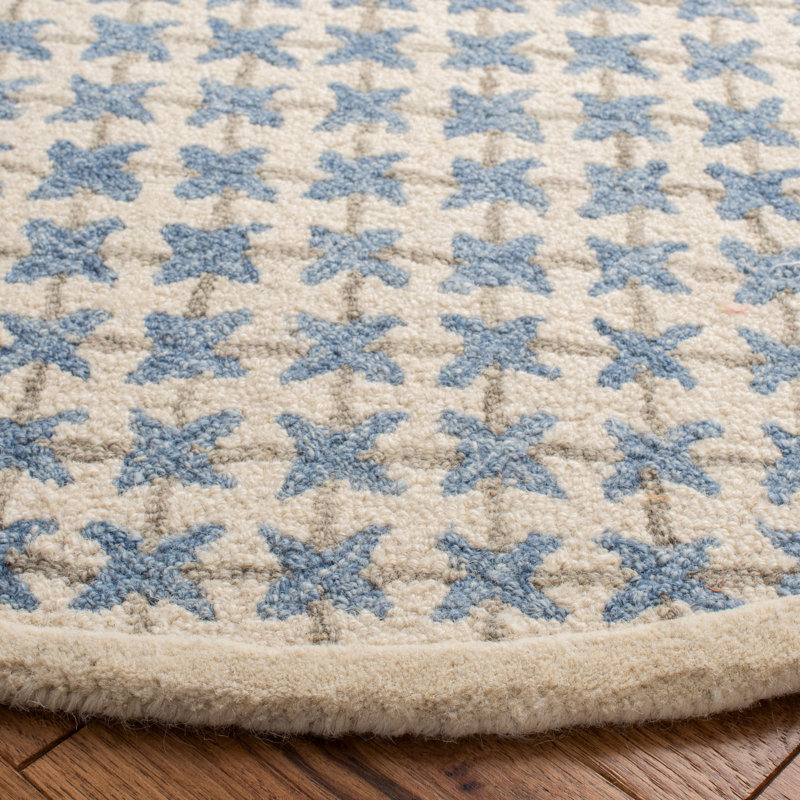 Dietrich Hand Tufted Wool/Cotton Geometric Rug in Ivory, Round 6'