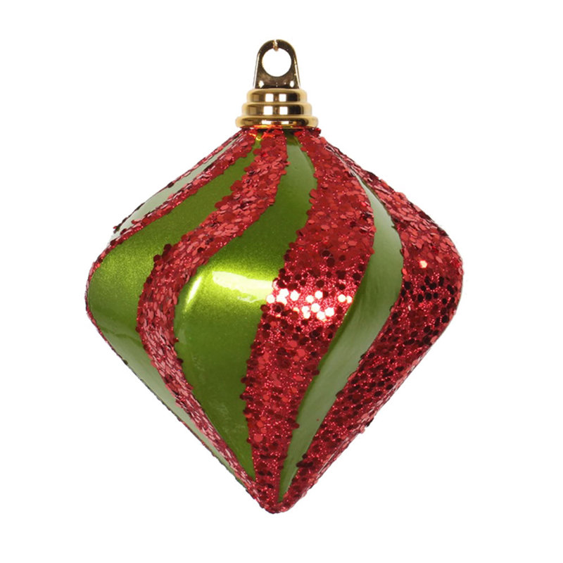 Ornement en forme de diamant, Lime / rouge
