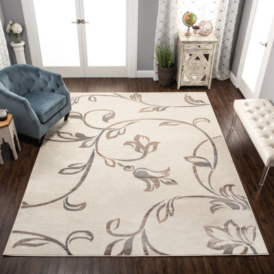 Tapis d'extérieur crème floral