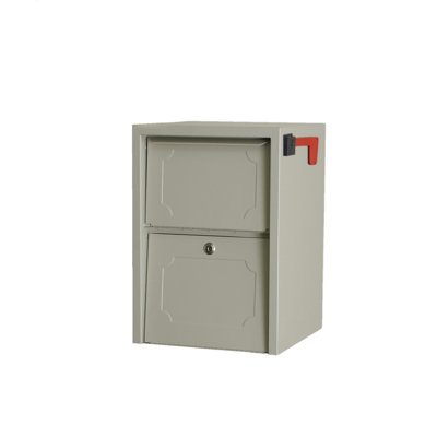 dVault Jr. Steel Post Mounted Post box with Magnetic Closure and with Newspaper Compartment