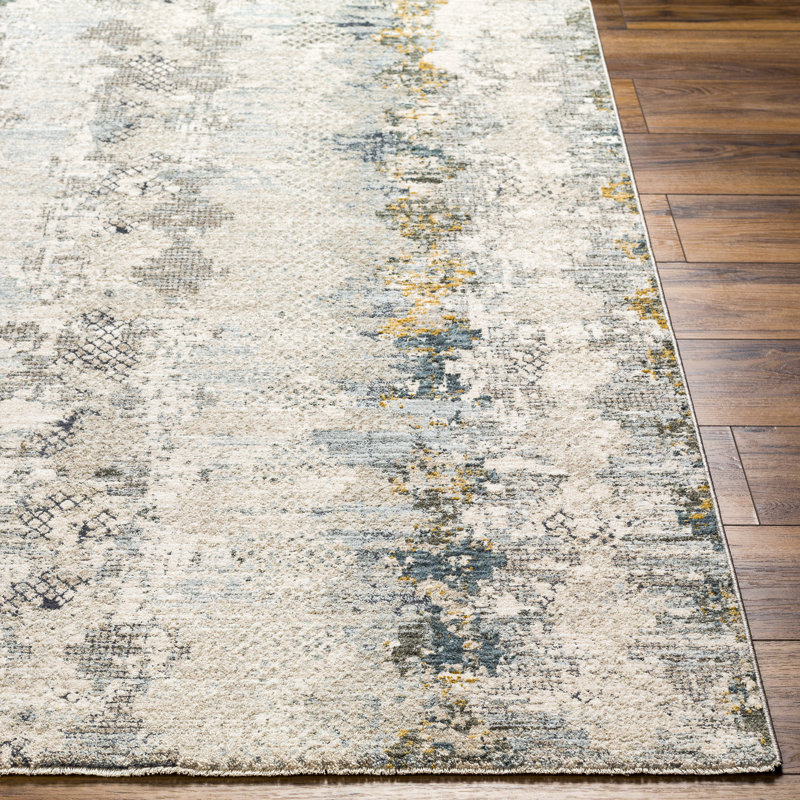 Abstract Machine Woven Polyester Area Rug in Light Gray, Rectangle 2' x 3'