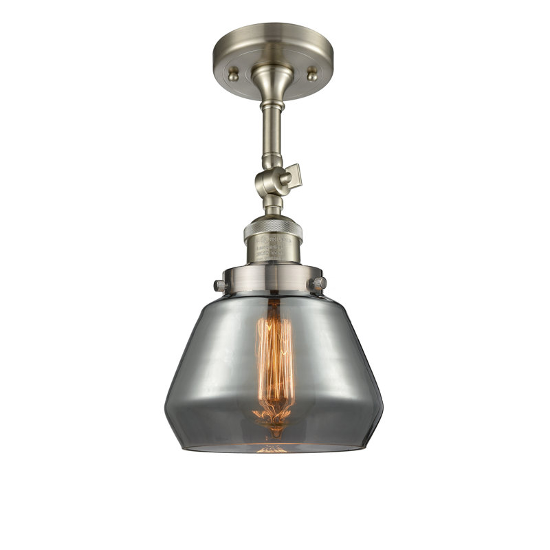 Chill Glass Semi Flush Mount, Brushed Satin Nickel, Smoked