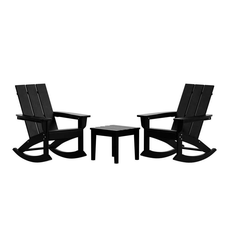 Chaise berçante d'extérieur en plastique Joubert, Noir