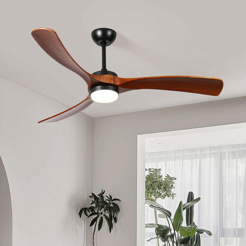 60-Inch 3-Blade Solid Wood Ceiling Fan Light