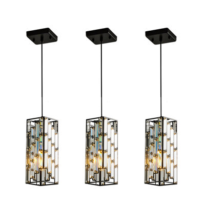 TribuLatern - Paquet de 3 - Luminaire suspendu en cristal moderne avec design en cristal prisme