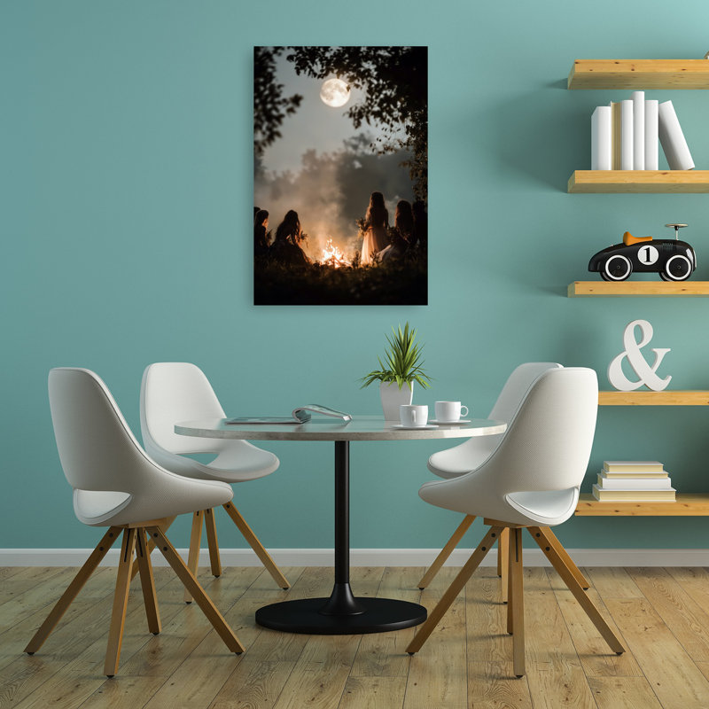 «Moonlit Forest Gathering», art mystérieux, forêt sereine et mystérieuse, H 36 po x l 24 po