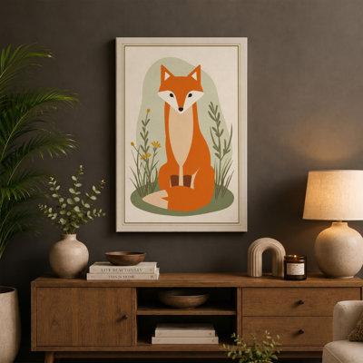 Fox and Botanicals Modern - Wrapped Canvas