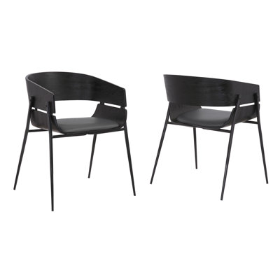  Dining Chair Set of 2 Faux Leather Upholstered – Seat Height 29' H Round Open Back
