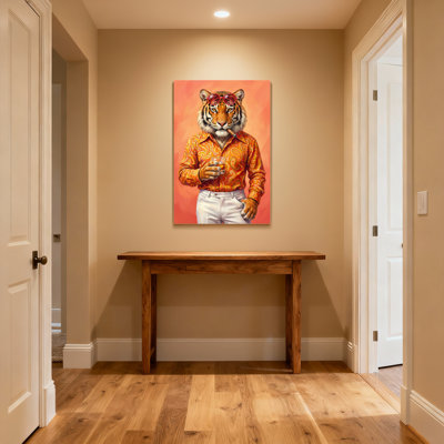 Animals Tiger Wears Orange Shirt And Sunglasses