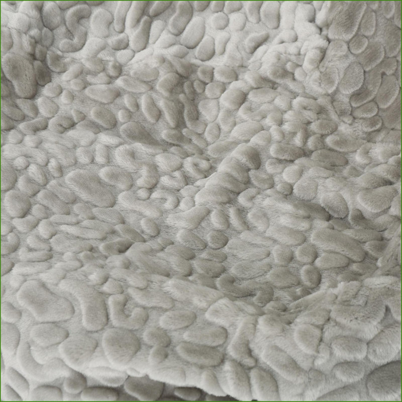 Fauteuil à billes Yasmin en fausse fourrure pour adulte | Rond | Motif de galets gris