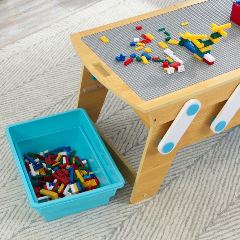 Table de jeu pour enfants à briques avec plus de 200 briques Play N Store, naturel