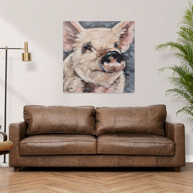 Benny le cochon, art animalier contemporain, H 36 po x l 36 po
