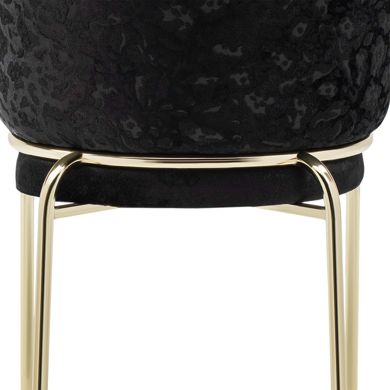 Modern Style 2PC Chairs made with Velvet fabric and Gold coated metal  Legs - Black, Black