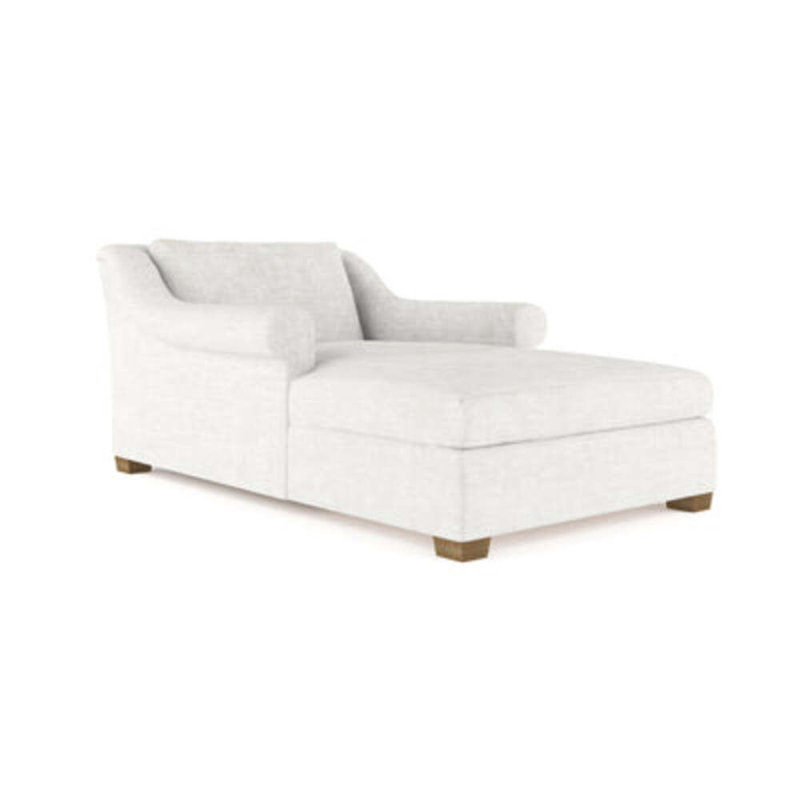 Thompson Chaise Lounge, Plush Velvet Blue Print, Weathered