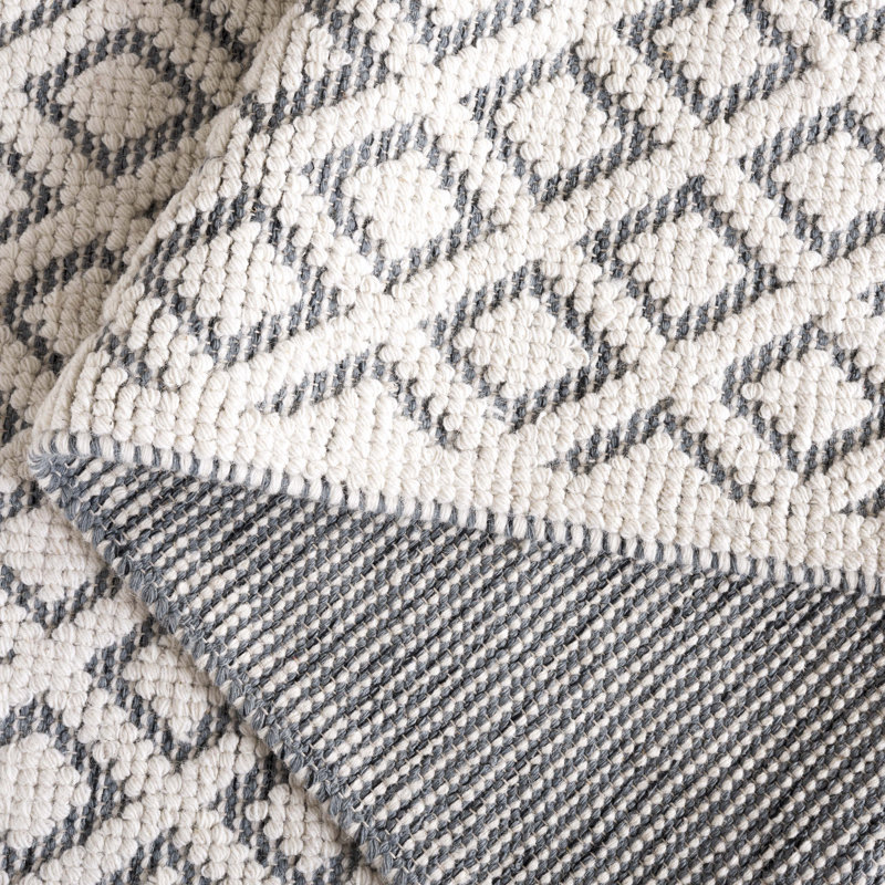 Vermont Hand Woven Wool Geometric Rug, Rectangle 5' x 8'