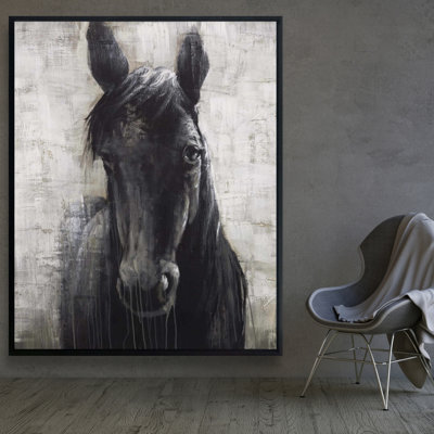 Cheval noir imprimé sur toile