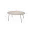 Ensemble de causeuse et de table basse d'extérieur moderne, ensemble de conversation de patio toutes saisons avec coussins épais, mobilier de bistro 2 pièces pour la cour, le balcon, le jardin, blanc cassé