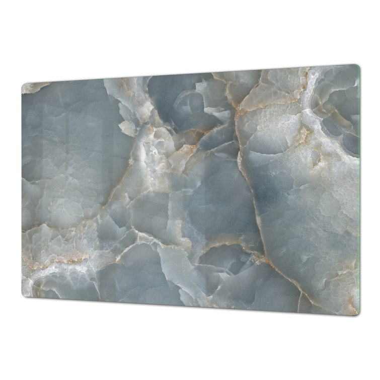 Stove Top Cover - Blue-Gray Marble Glass