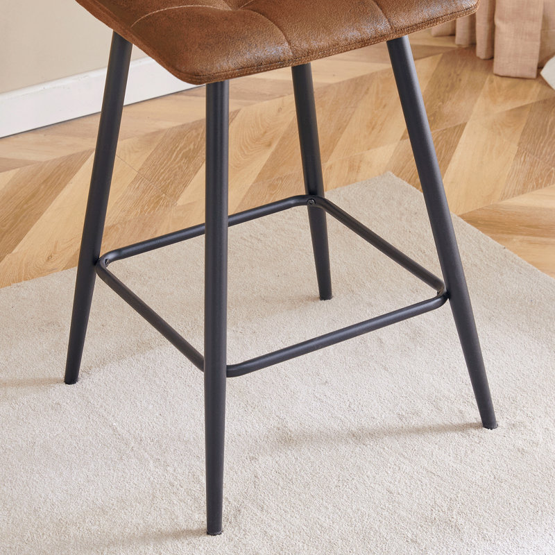 Ensemble de chaises de bar en tissu brun brun - deux pièces, confort stable. Conception réfléchie du dossier arrondi